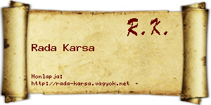 Rada Karsa névjegykártya